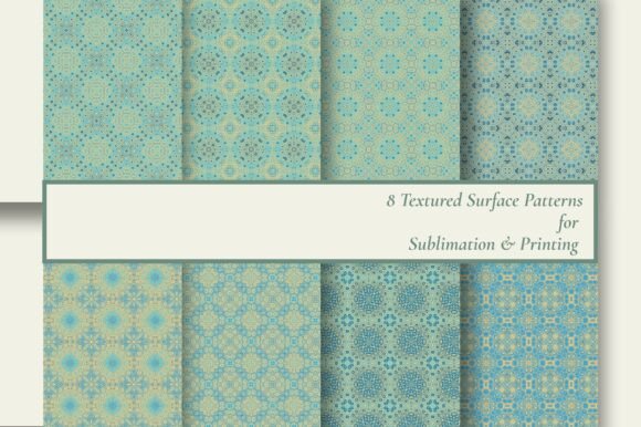 Download 8 Muted Blue Boho Sublimation Patterns - Blue Collection