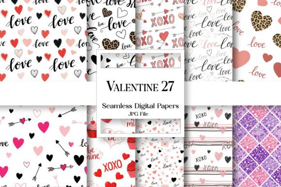 Download Valentine Digital Paper Seamless Bundle - Valentine digital paper Collection