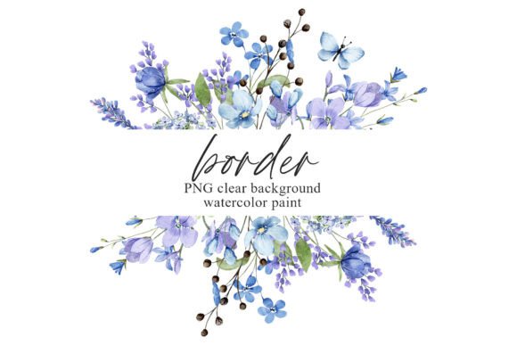 Download Watercolor Blue Flower Frame Border, PNG - Blue Collection