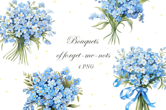 Download Blue Flowers. Forget Me Nots Bouquet - Blue Collection