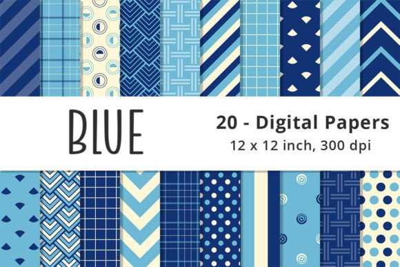 Download Blue Digital Paper Pattern Background - Blue Collection