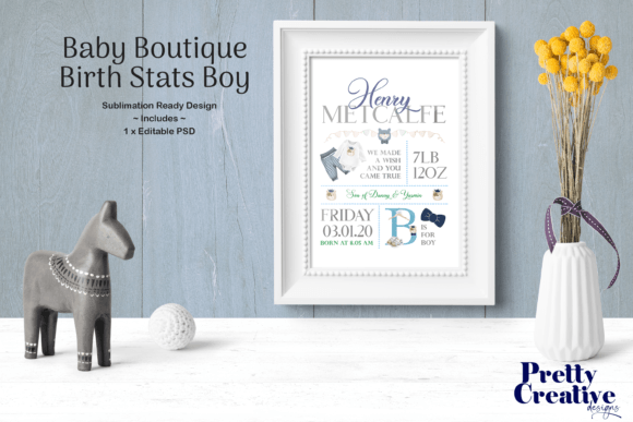 Download Baby Boutique Birth Stats Blue - Blue Collection