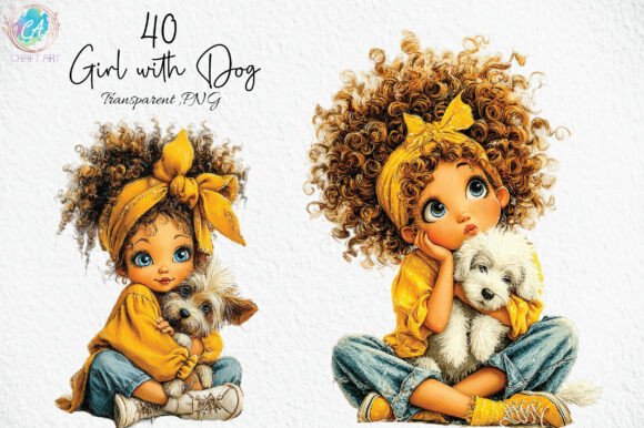 Download Summer Girl with Dog Clipart PNG - Premium Resources