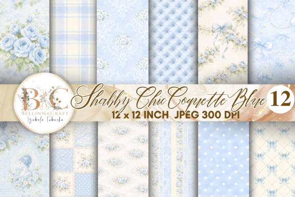 Download Shabby Chic Coquette Blue Digital Paper - Blue Collection