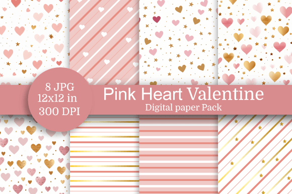 Download Pink Heart Valentine Digital Paper - Valentine digital paper Collection