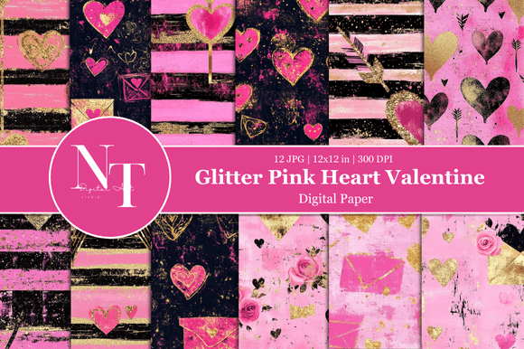 Download Pink Heart Valentine Digital Paper - Valentine digital paper Collection