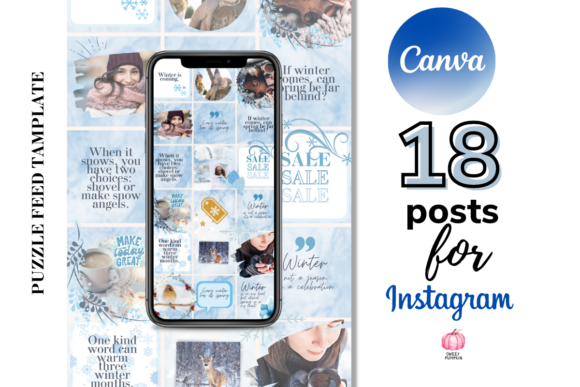 Download Blue Winter Instagram Puzzle Feed - Blue Collection