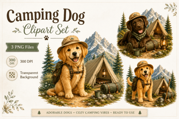 Download Camping Dog Clipart PNG Set - Premium Resources