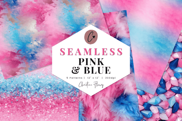 Download Pink and Blue Digital Paper Mini Pack - Blue Collection