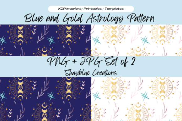 Download Blue and Gold Astrology Pattern - Blue Collection