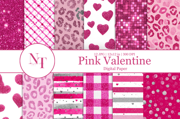 Download Glitter Pink Valentine Digital Paper - Valentine digital paper Collection