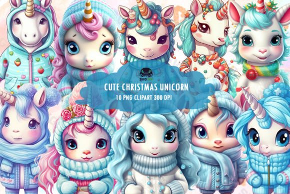 Download Cute Christmas Unicorn Clipart PNG - Christmas unicorn Collection
