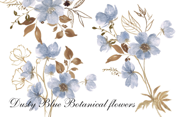 Download Dusty Blue Boho Botanical Border Clipart - Blue Collection