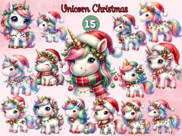 Download Christmas Unicorn Clipart Sublimation - Christmas unicorn Collection