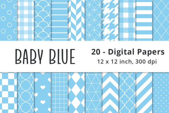 Download Baby Blue Digital Paper Patterns - Blue Collection