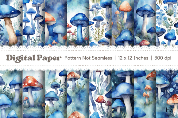 Download 16 Blue Fantasy Mushroom Background - Blue Collection